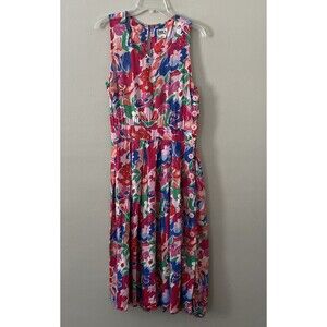 Vintage‎ Erika Dress Women’s Medium Midi 90s Cottagecore Pink Floral Buttons
